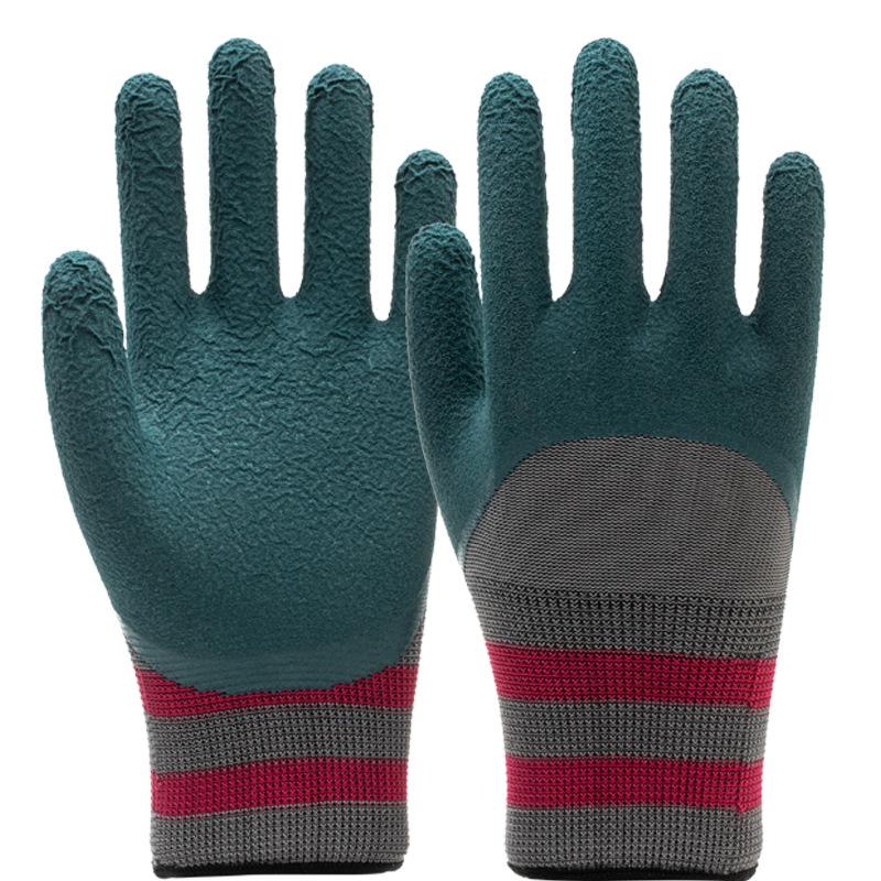 Labor protection gloves latex embossed gloves labor protection wear-resistant non-slip gloves construction site work wholesale factory protective gloves