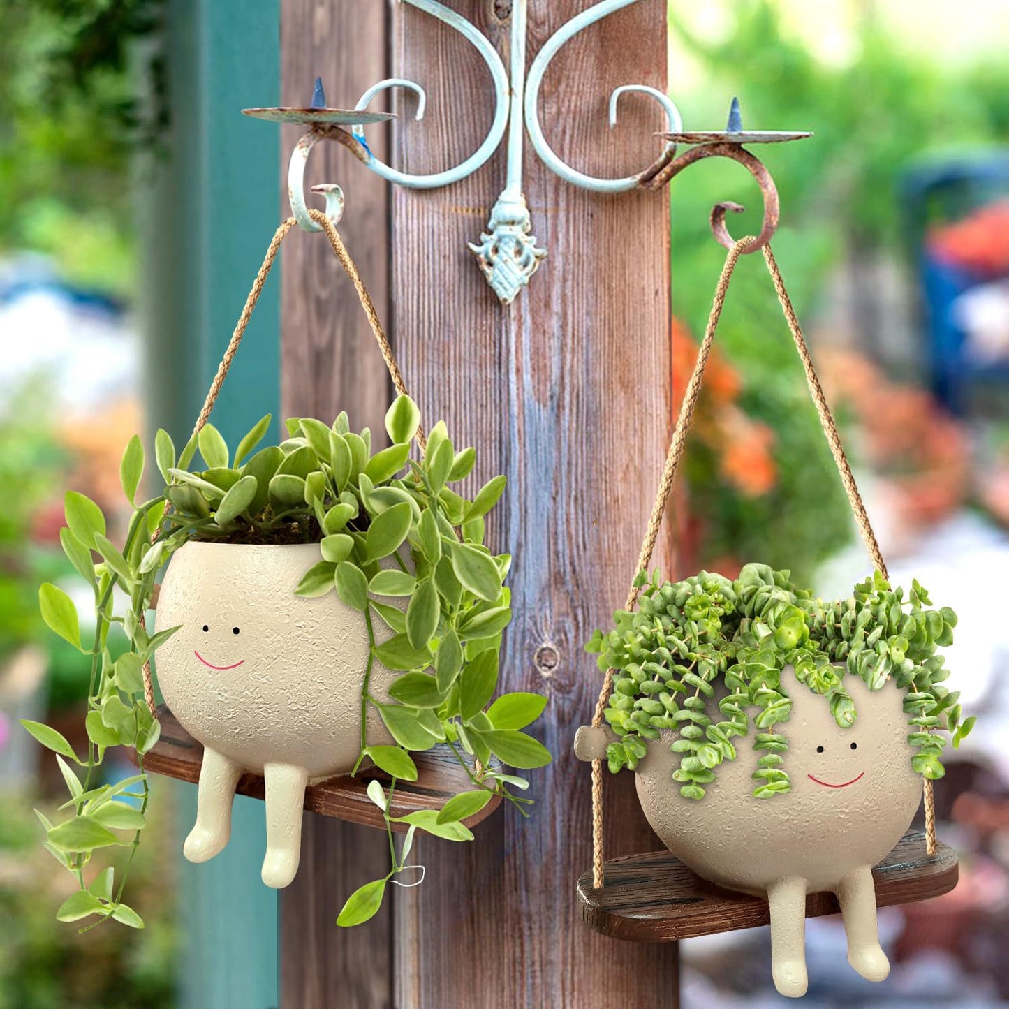 Garden Courtyard Landscape Layout Swing Face Flowerpot Hanging Head Flowerpot