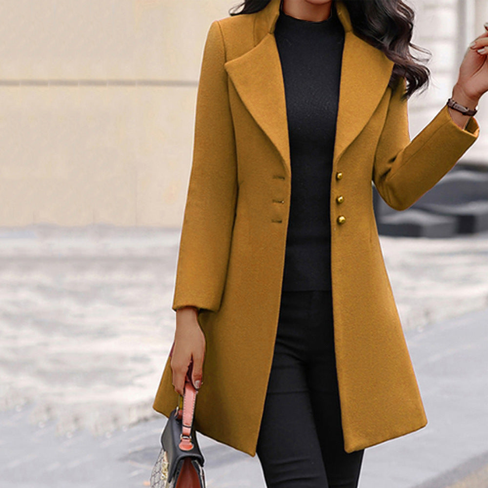 Winter Single-Breasted Slim-Fit Lapel Coat BUY one coat and get one laptop stand Free