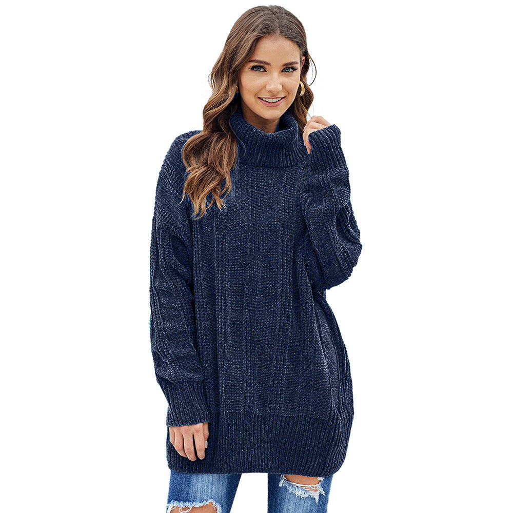 Turtleneck pullover long sleeve sweater women