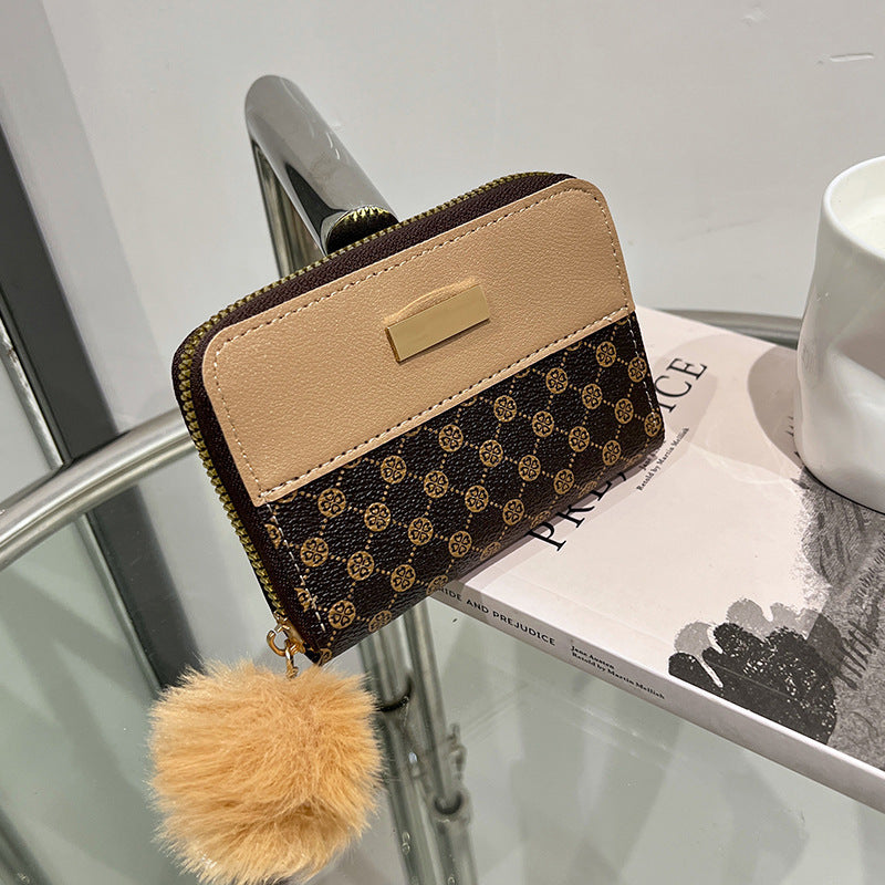 Women's Short Printing Color Contrast Style Bag Wallet