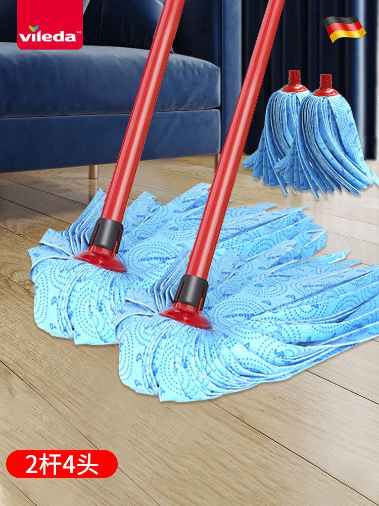 Mop Hand-free Micro-force Vileda2024 New Household Self-wringing Water Non-woven Fabric Mop New Product
