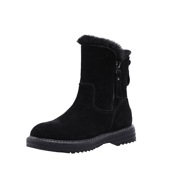 New 2024  Autumn and winter Solid color snow boots