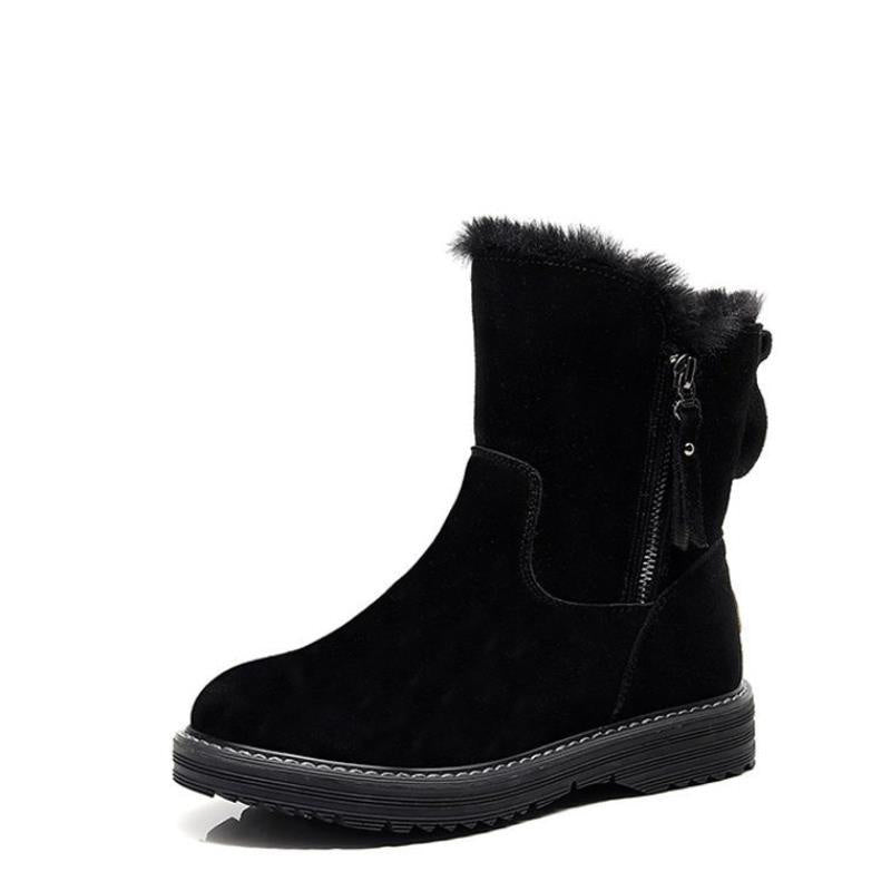 NEW 2025 Autumn Winter All-Match Plus Velvet Mid-Tube Flat Snow Boots
