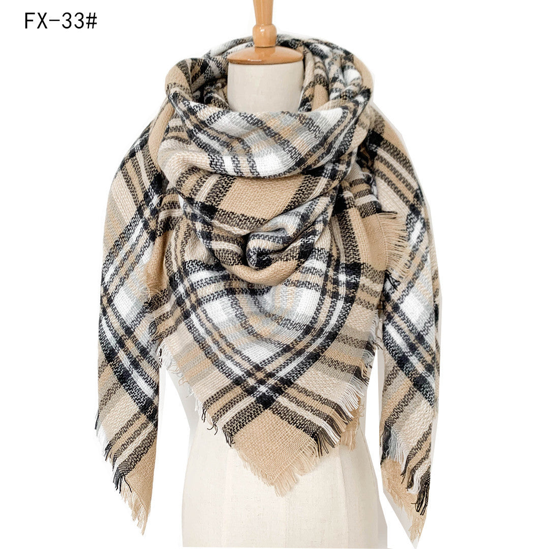 Cashmere-like Double-sided Colorful Plaid Scarf