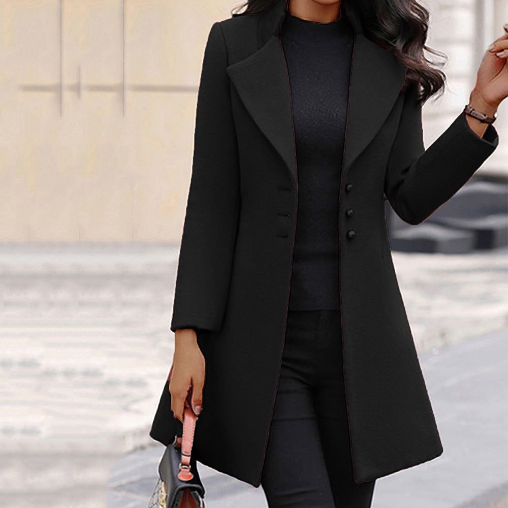 Winter Single-Breasted Slim-Fit Lapel Coat BUY one coat and get one laptop stand Free