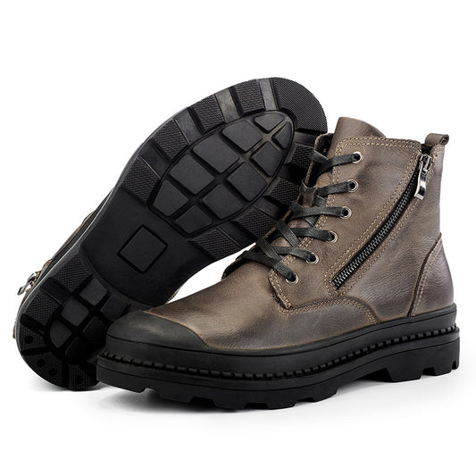 Winter leather 2024 Martin boots plus velvet non-slip breathable men's shoes