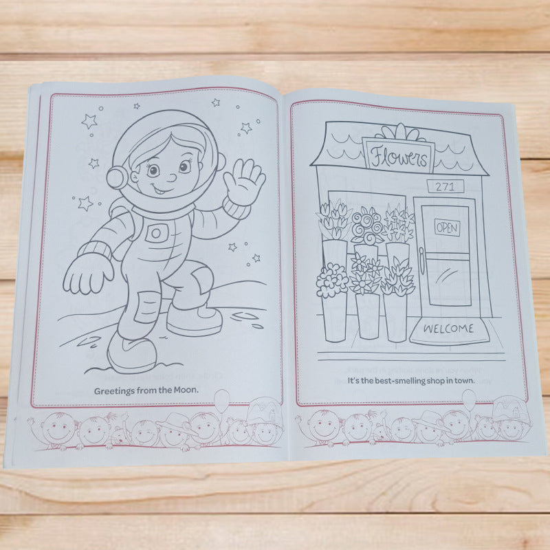 Cartoon English Calligraphy Exercise Book Children Coloring 2025-2026