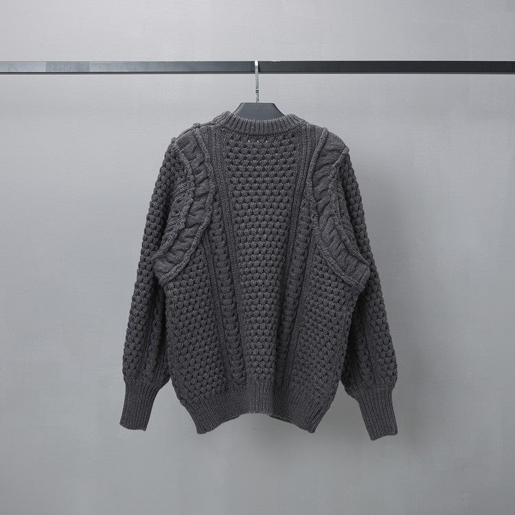 Loose Lazy Round Neck Thickened Thermal Head Cover Cable-knit Sweater
