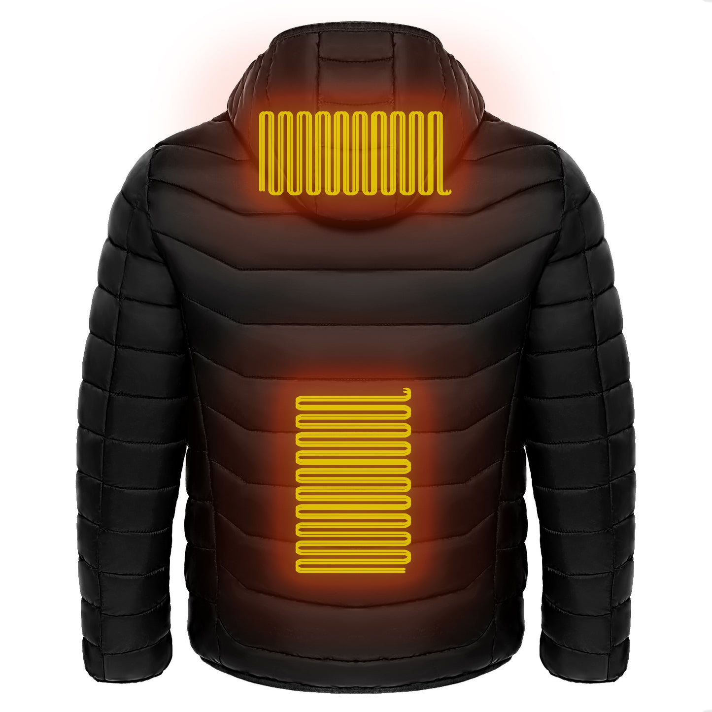 NEW 2024 Men Heated Puffer Jacket Electric Heating Coat Insulated Hood Windbreaker 9Heat Zones