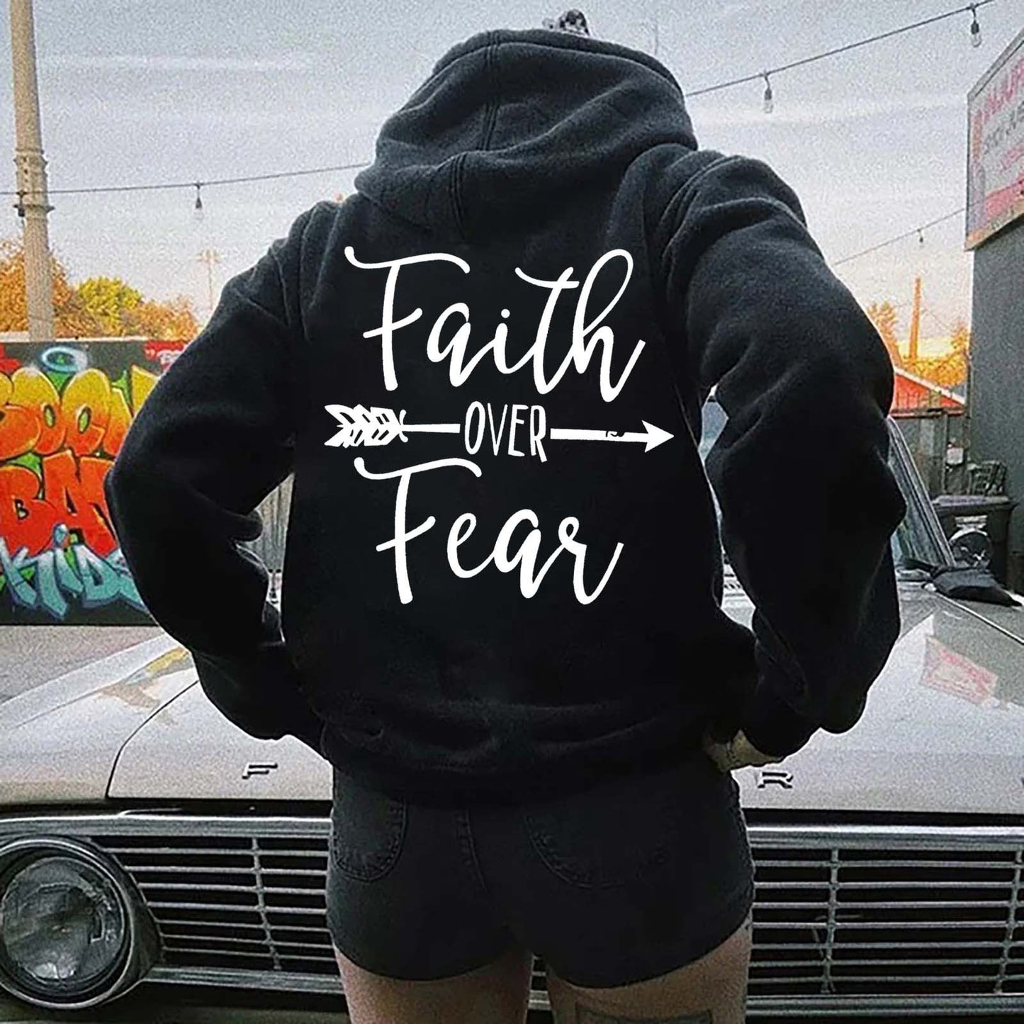 NEW 2024-2025 Plain Letter Printed Kangaroo Pocket Drawstring Women's Brushed Hoody