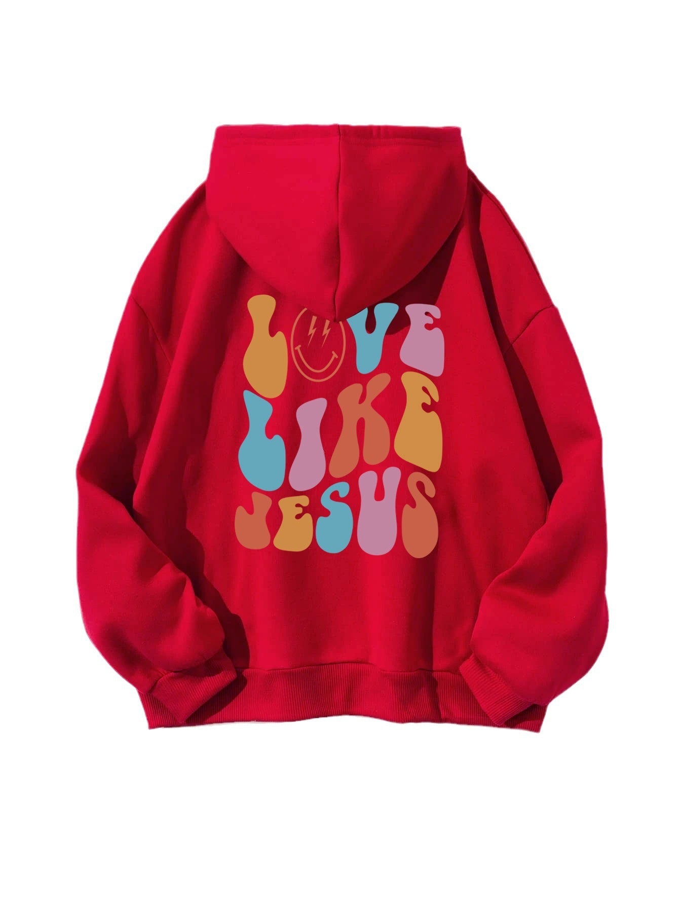NEW 2024-2025 Brushed Hoody Back Letter Printed Kangaroo Pocket Drawstring Printed Hooded Sweater