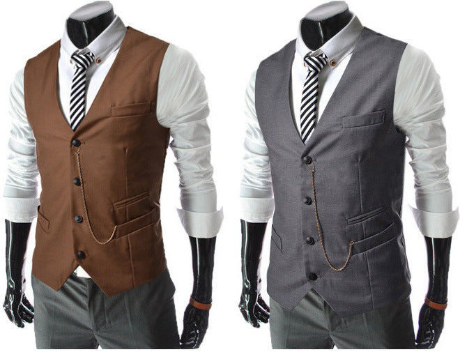 BRAND NEW 2024 Men's Metal Chain Slim Business Vest Casual Vest