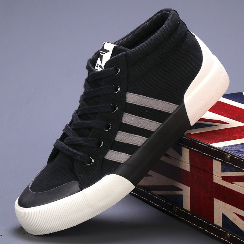 Men's High-top Canvas Shoes British Style All-matching buy one pair and you will get a free gift a free laptop stand
