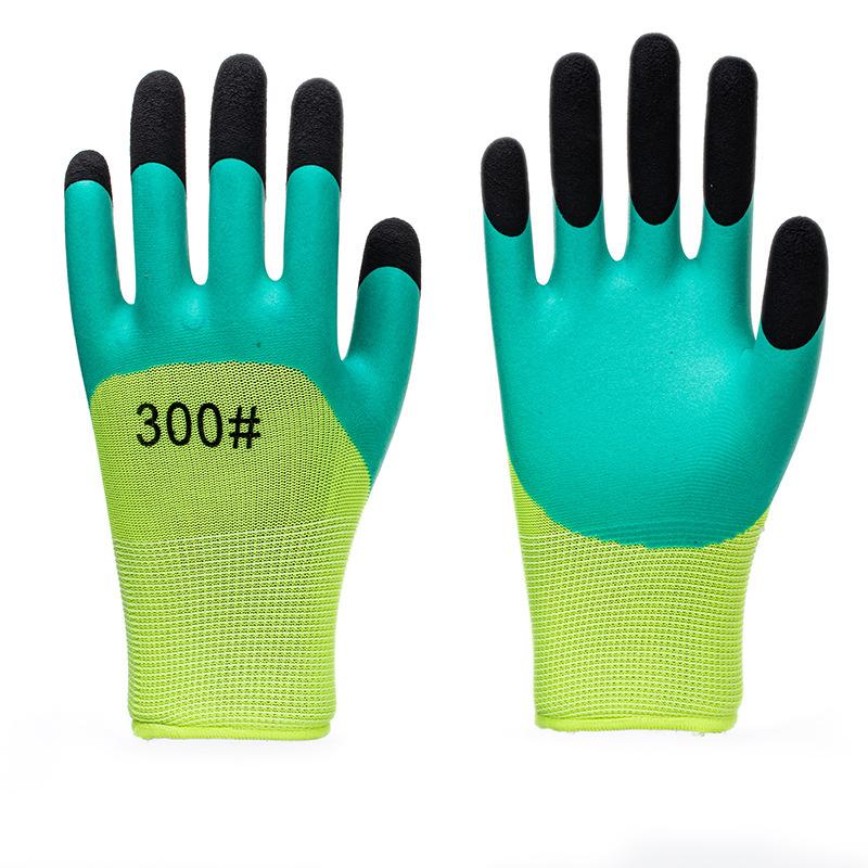 Labor protection gloves latex embossed gloves labor protection wear-resistant non-slip gloves construction site work wholesale factory protective gloves
