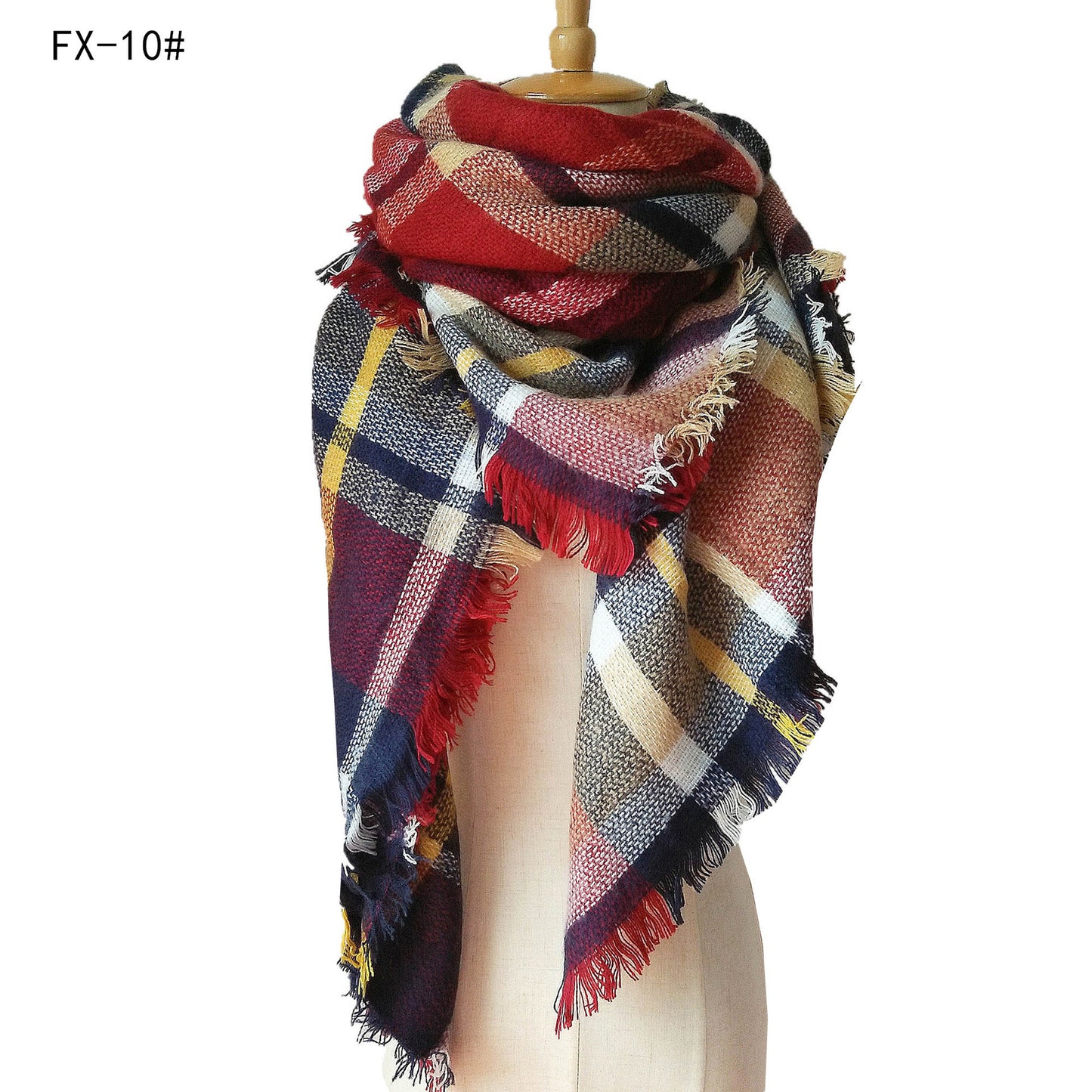 Cashmere-like Double-sided Colorful Plaid Scarf