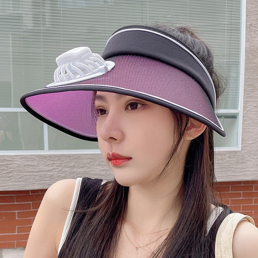 Summer 2025 Brim Fan Sun Bonnet Woman Charging