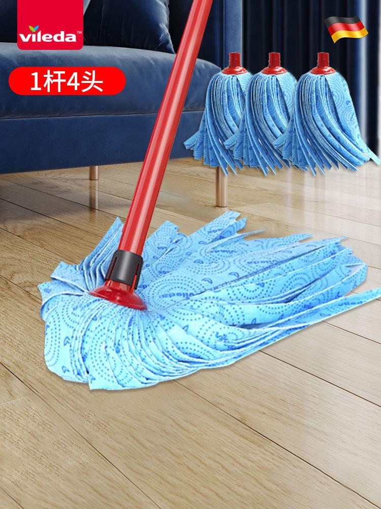Mop Hand-free Micro-force Vileda2024 New Household Self-wringing Water Non-woven Fabric Mop New Product