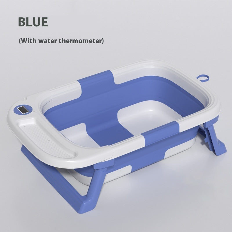 New 2025 0-3 Years Old Baby Folding Tub Sitting Lying Wash Portable With Water Thermometer