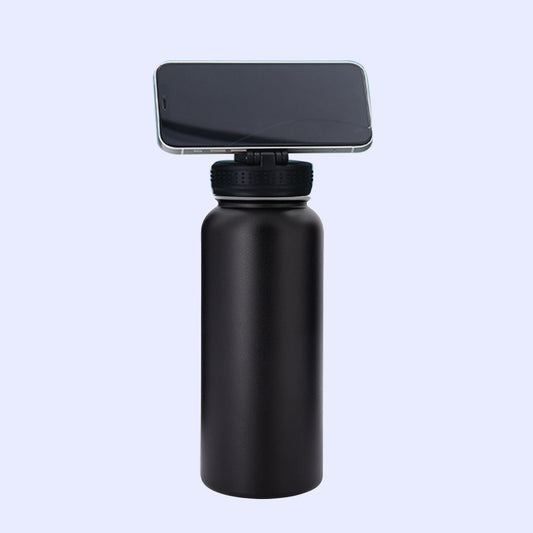 AMAZONY 2024New 32oz Stainless Steel 304 Space Pot Double-layer Vacuum Cup With Mobile Phone Bracket Magnetic Cover