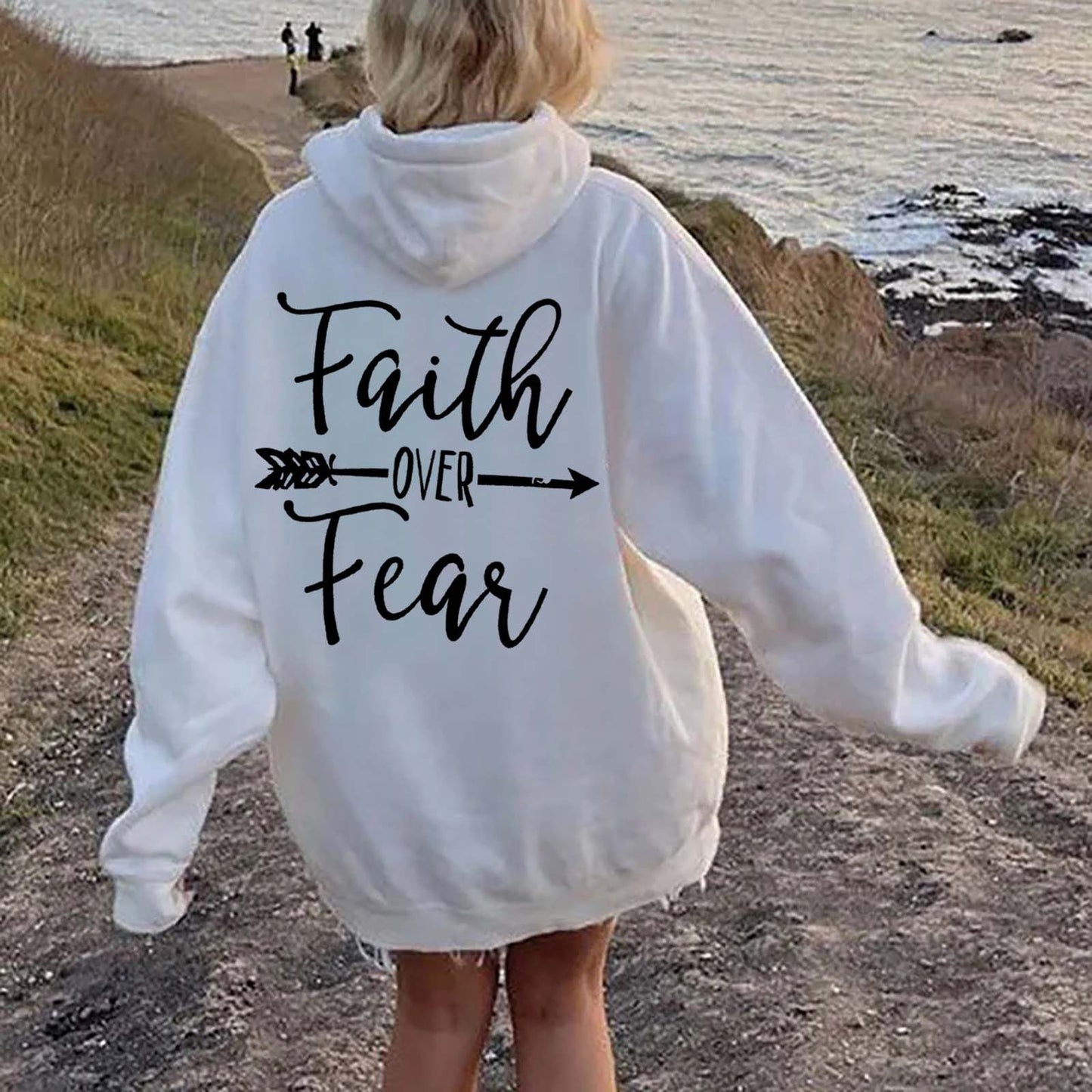 NEW 2024-2025 Plain Letter Printed Kangaroo Pocket Drawstring Women's Brushed Hoody