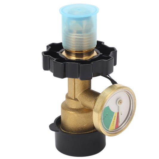 POL Gas Tank Adapter POL LP Tank Service Valve to QCC1 Gas Tank Adapter with Gauge