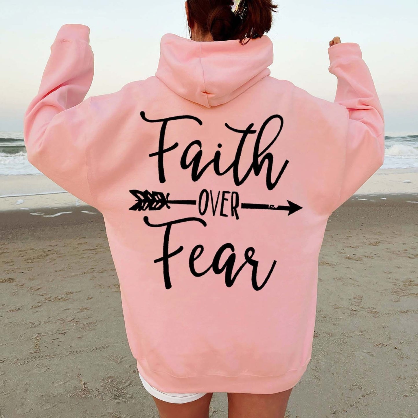 NEW 2024-2025 Plain Letter Printed Kangaroo Pocket Drawstring Women's Brushed Hoody