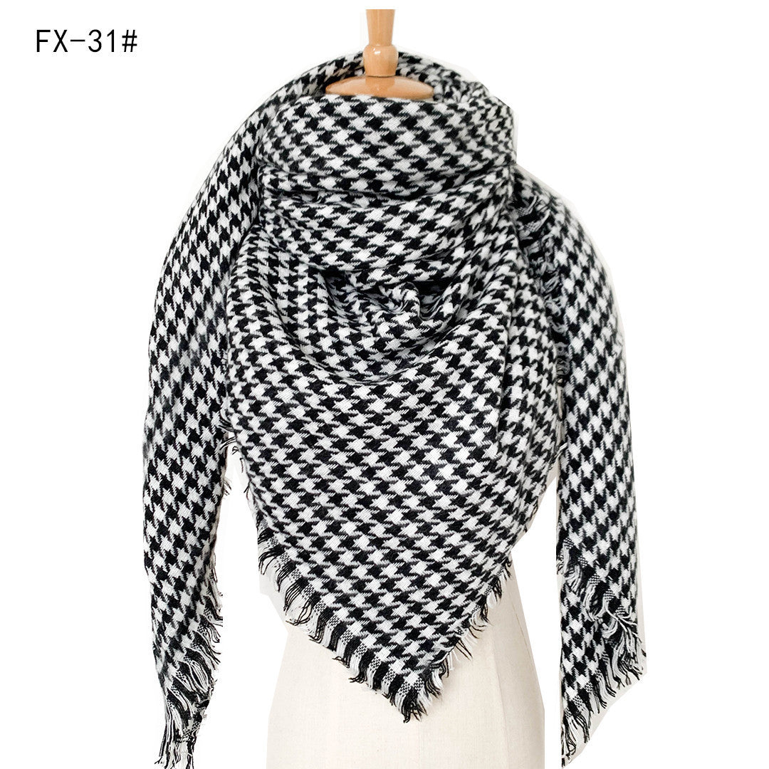 Cashmere-like Double-sided Colorful Plaid Scarf