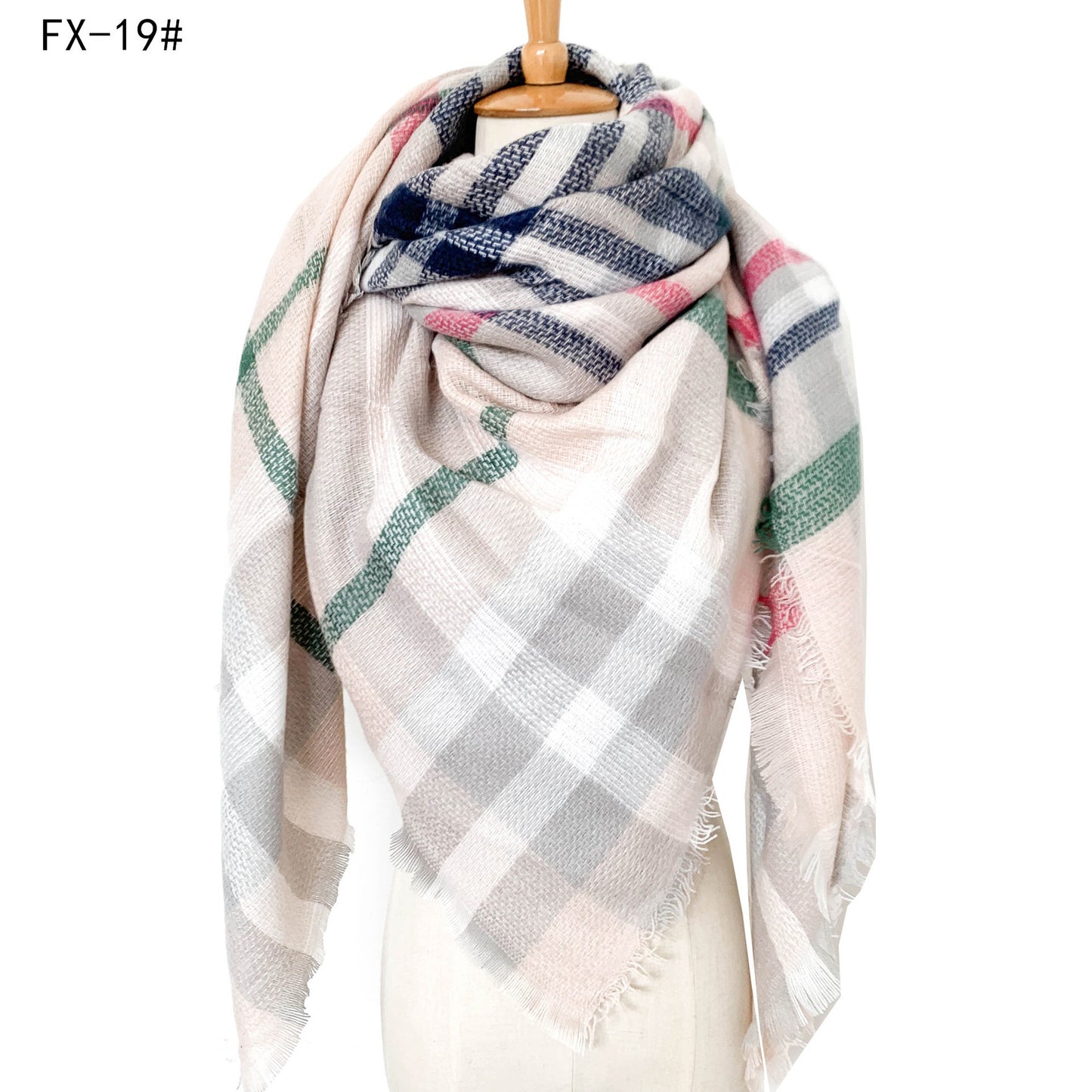 Cashmere-like Double-sided Colorful Plaid Scarf