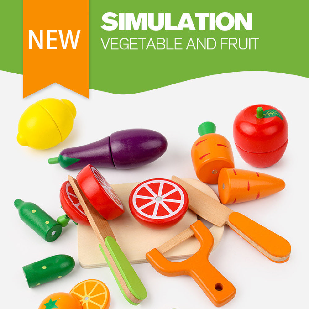 Wood Magnetic Vegetables Cut And Watch Toys