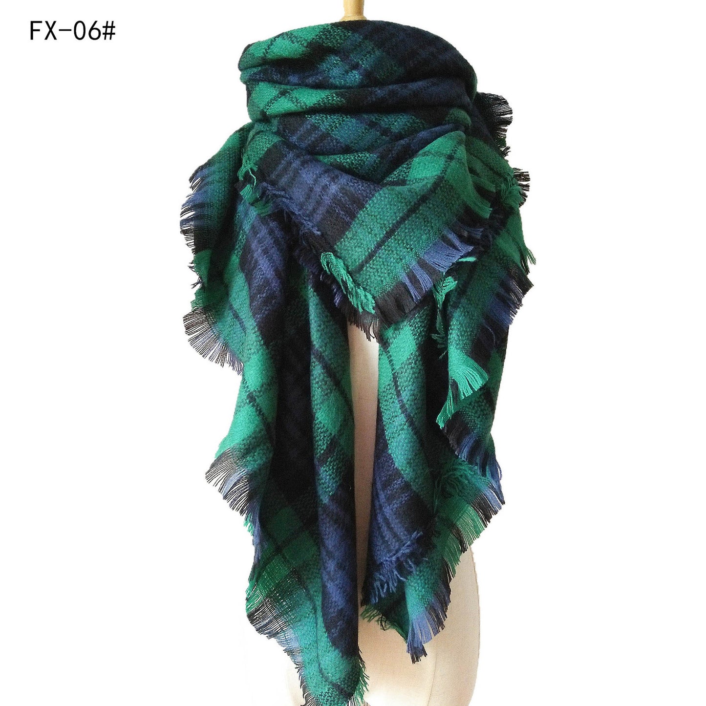 Cashmere-like Double-sided Colorful Plaid Scarf