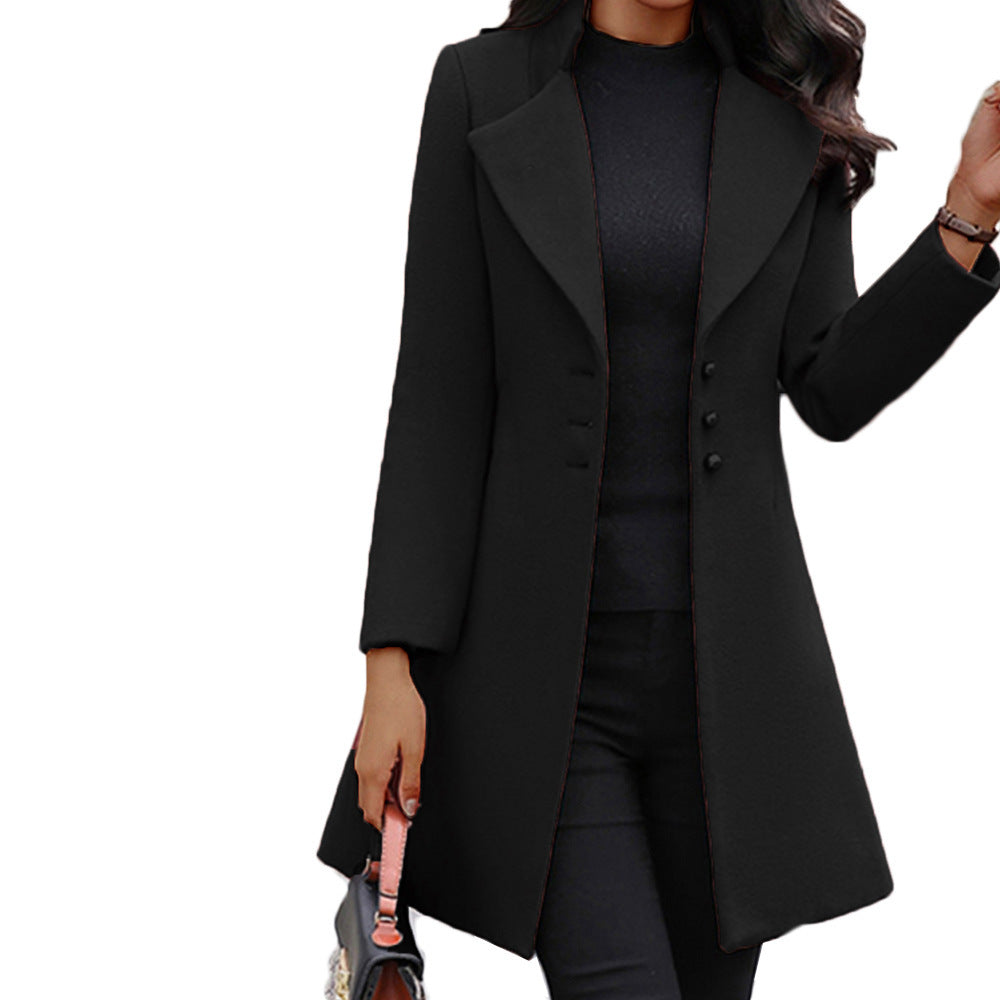 Winter Single-Breasted Slim-Fit Lapel Coat BUY one coat and get one laptop stand Free
