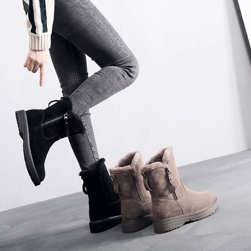 NEW 2025 Autumn Winter All-Match Plus Velvet Mid-Tube Flat Snow Boots