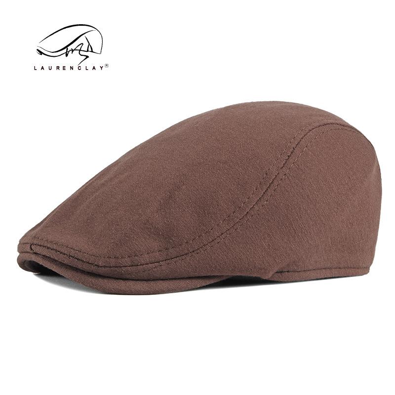 Men's beret simple light board peaked cap solid color knitted hat spring and autumn Korean style forward hat female British Retro