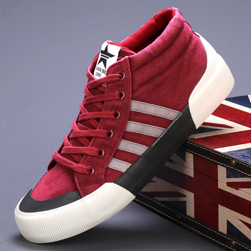Men's High-top Canvas Shoes British Style All-matching buy one pair and you will get a free gift a free laptop stand