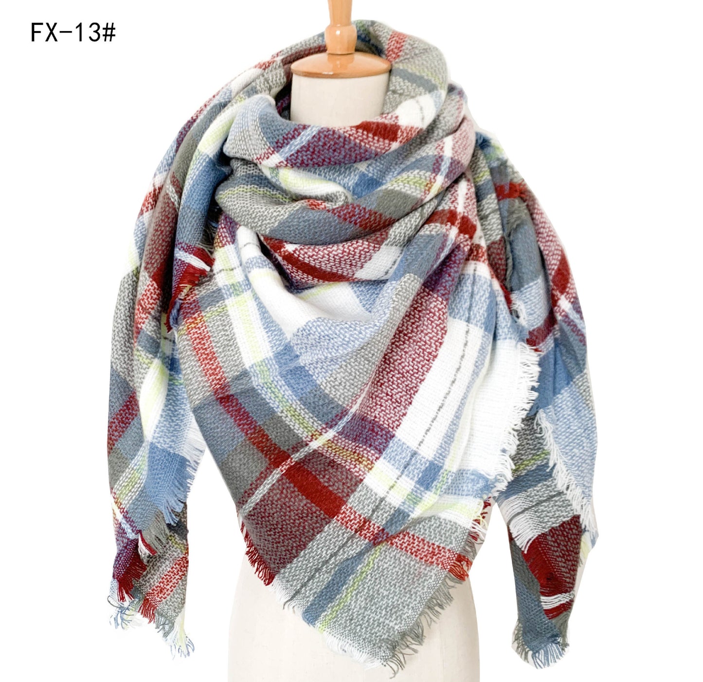 Cashmere-like Double-sided Colorful Plaid Scarf