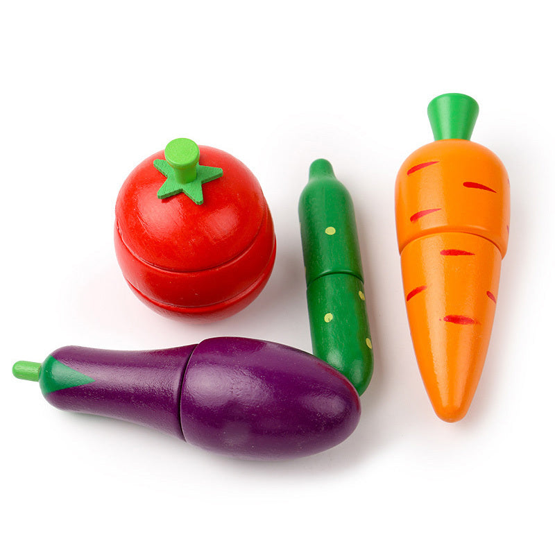 Wood Magnetic Vegetables Cut And Watch Toys