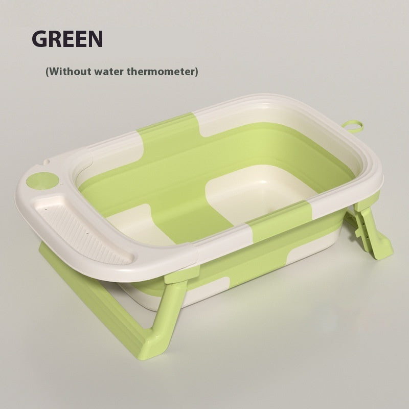New 2025 0-3 Years Old Baby Folding Tub Sitting Lying Wash Portable With Water Thermometer