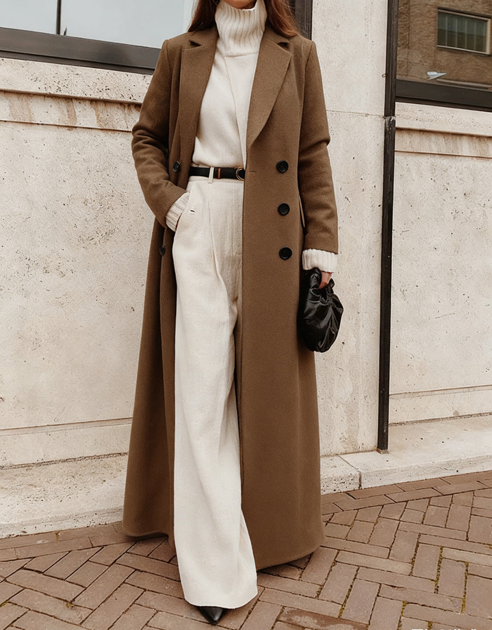 Women's Retro Urban Lapel Slim Fit Woolen Jacket Trench Coat
