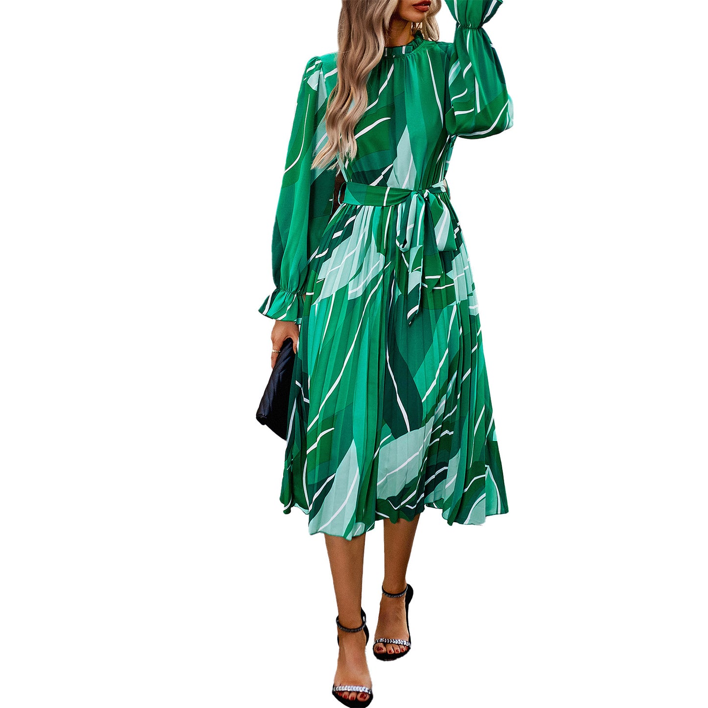 Brand New 2025 Women's Fashionable Round Neck Printed Dress