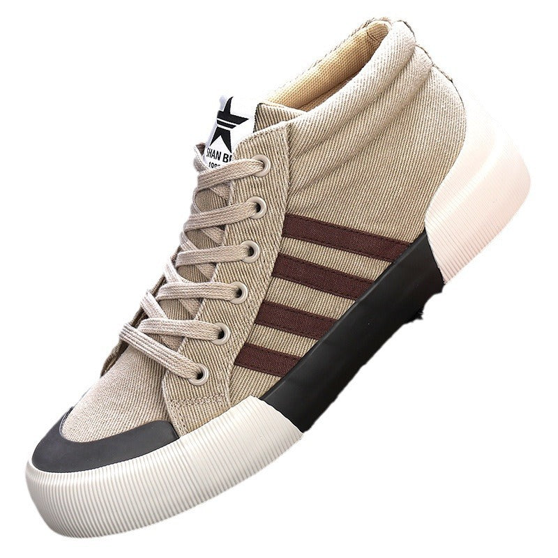 Men's High-top Canvas Shoes British Style All-matching buy one pair and you will get a free gift a free laptop stand