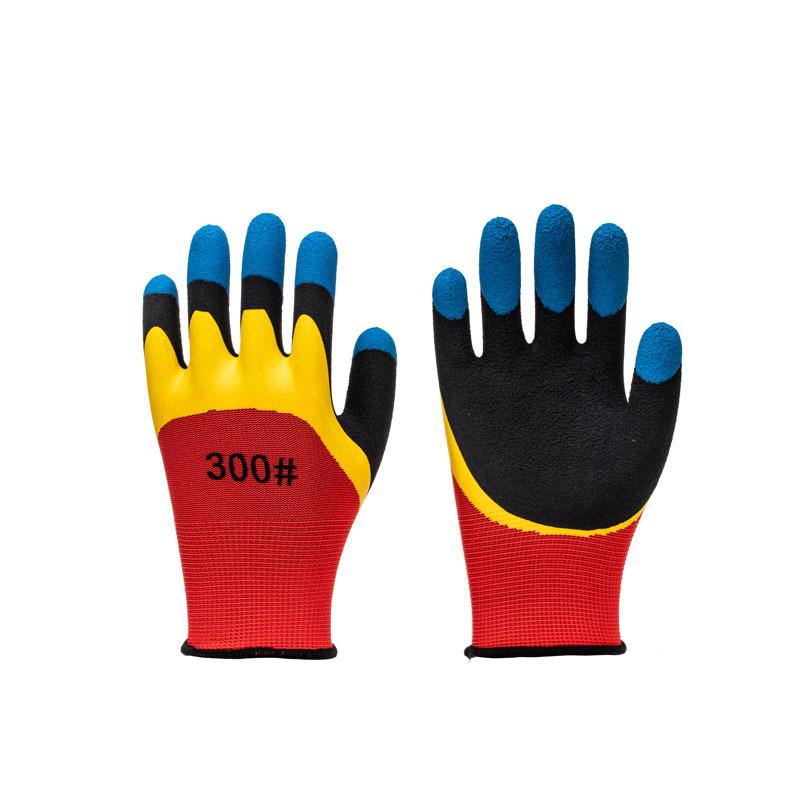 Labor protection gloves latex embossed gloves labor protection wear-resistant non-slip gloves construction site work wholesale factory protective gloves
