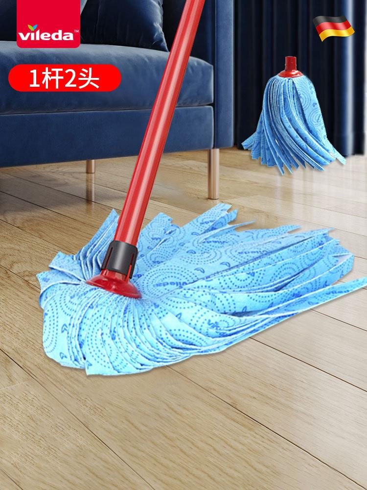 Mop Hand-free Micro-force Vileda2024 New Household Self-wringing Water Non-woven Fabric Mop New Product