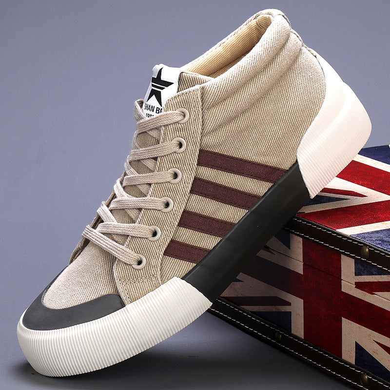 Men's High-top Canvas Shoes British Style All-matching buy one pair and you will get a free gift a free laptop stand