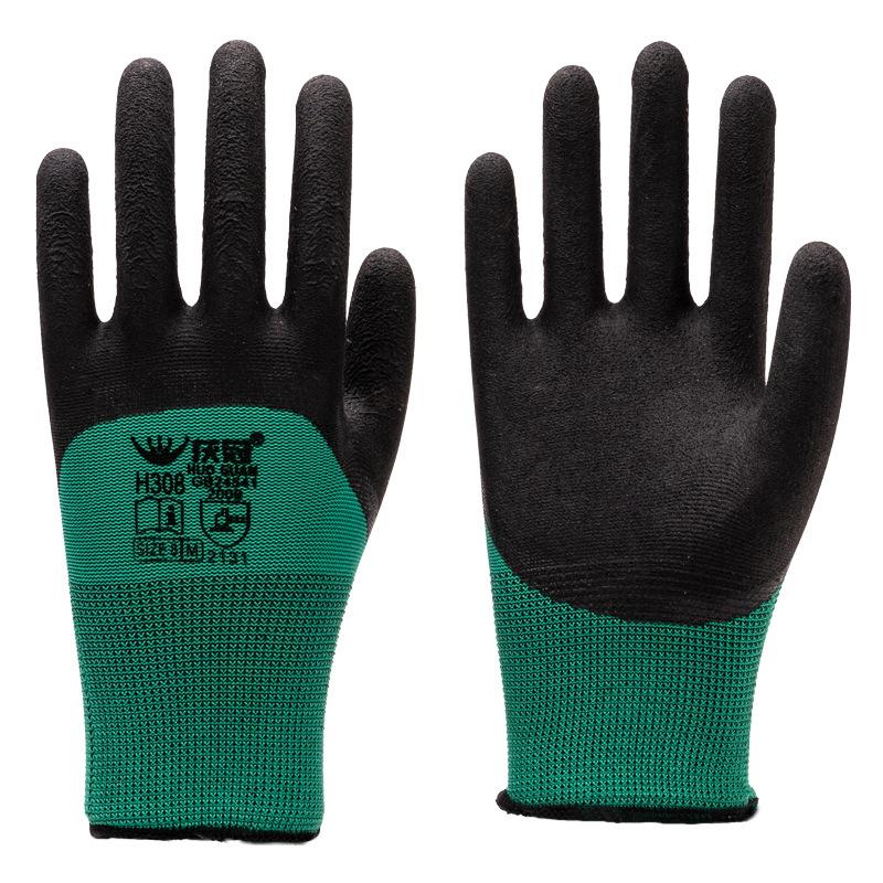 Labor protection gloves latex embossed gloves labor protection wear-resistant non-slip gloves construction site work wholesale factory protective gloves