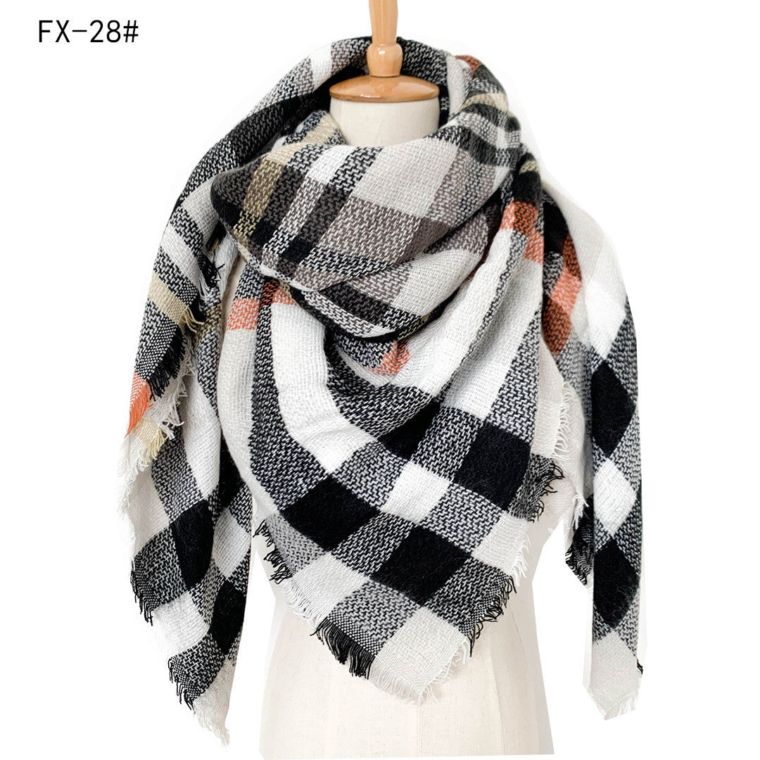 Cashmere-like Double-sided Colorful Plaid Scarf