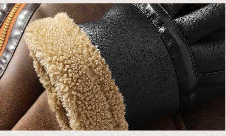 Winter Leather And Fur Jacket Men's Loose Lapels Color Matching Lamb Wool Velvet Padded Thickened Coat - FREE Laptop stand is offer