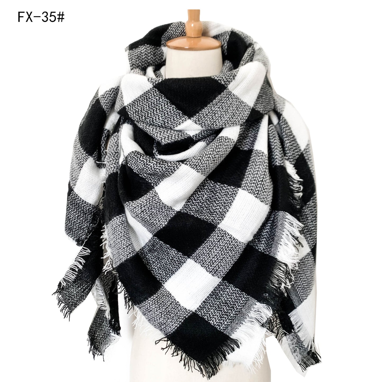 Cashmere-like Double-sided Colorful Plaid Scarf