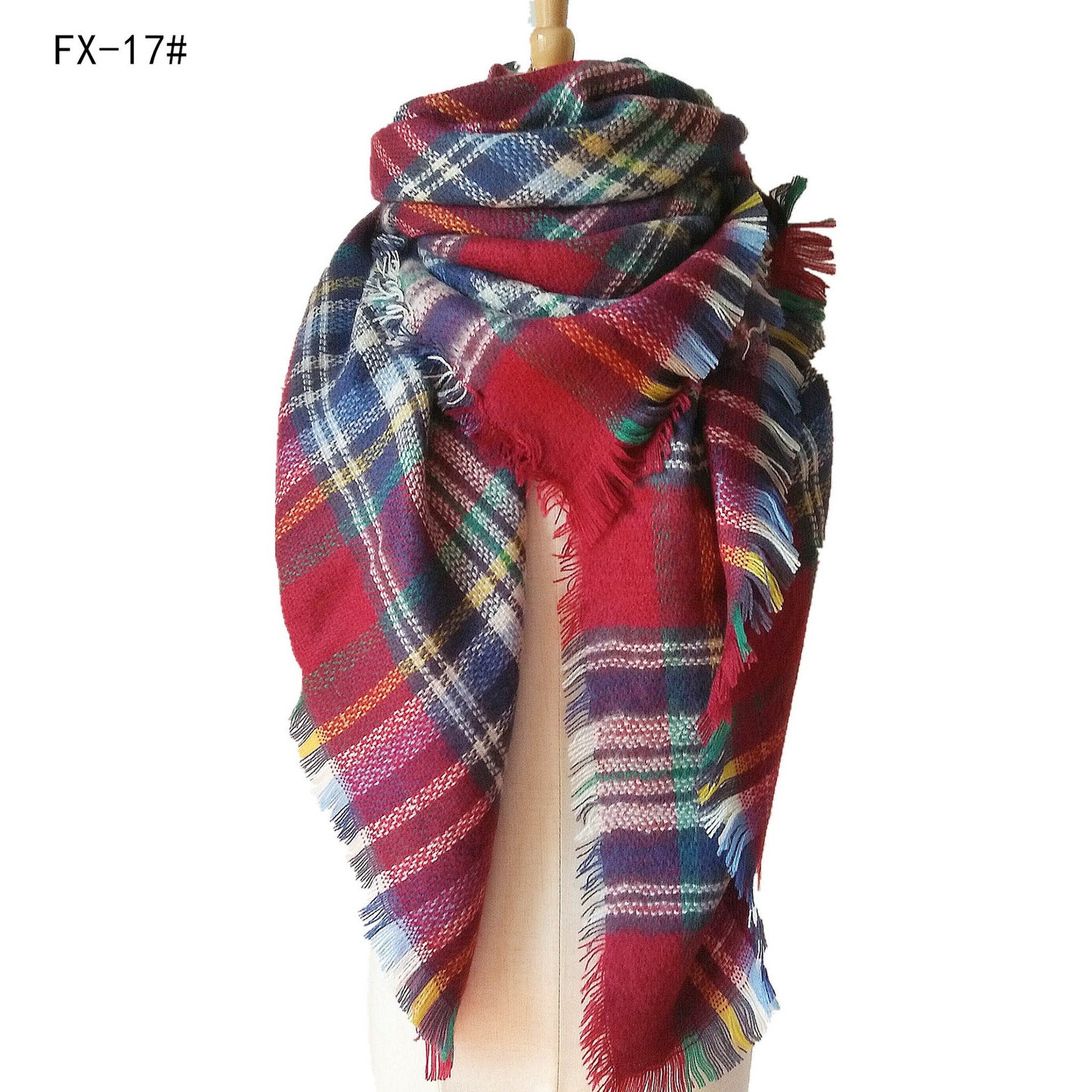 Cashmere-like Double-sided Colorful Plaid Scarf
