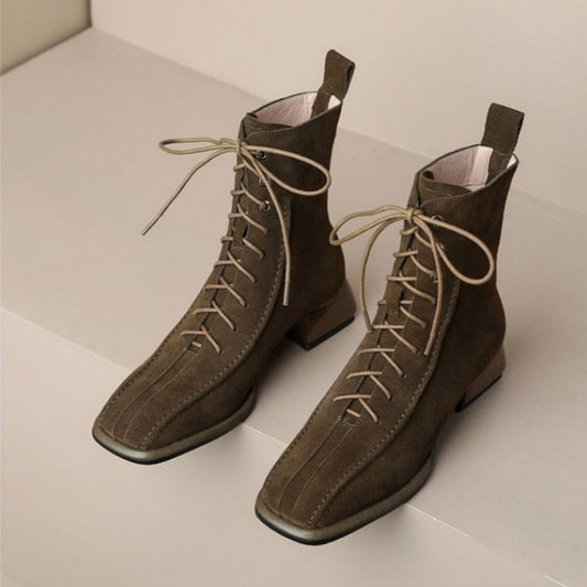 Women's All-match Square Toe Martin Boots buy one pair and get one free laptop stand
